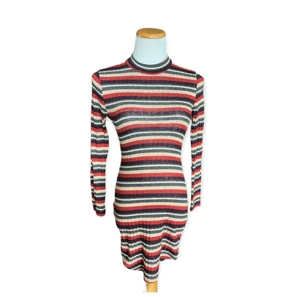 Womens Rue 21 Metallic Striped Bodycon Dress - Sz M